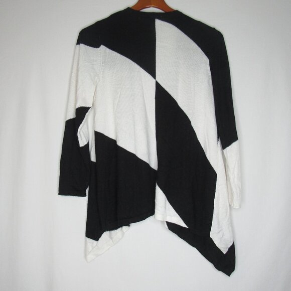 Chico's Touch of Cashmere Black White Colorblock Open Cardigan Women's 1 M - Picture 7 of 8